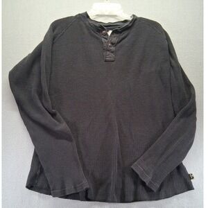 Modern Culture Men's Waffle Knit Black Long Sleeve Shirt Size L